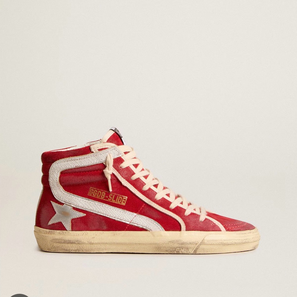 BRAND NEW Golden Goose Red and Silver Slide Classic Sneakers